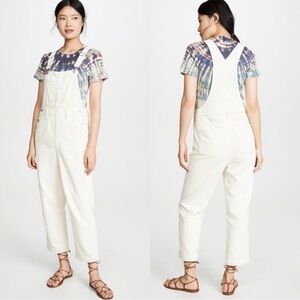 Madewell corduroy straight leg cream white Overalls